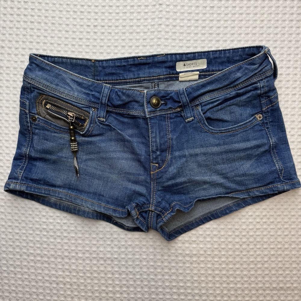 &Denim H&M Shorts Women's Sz 6 High Waist Blue Denim Regular Fit Zip Pocket